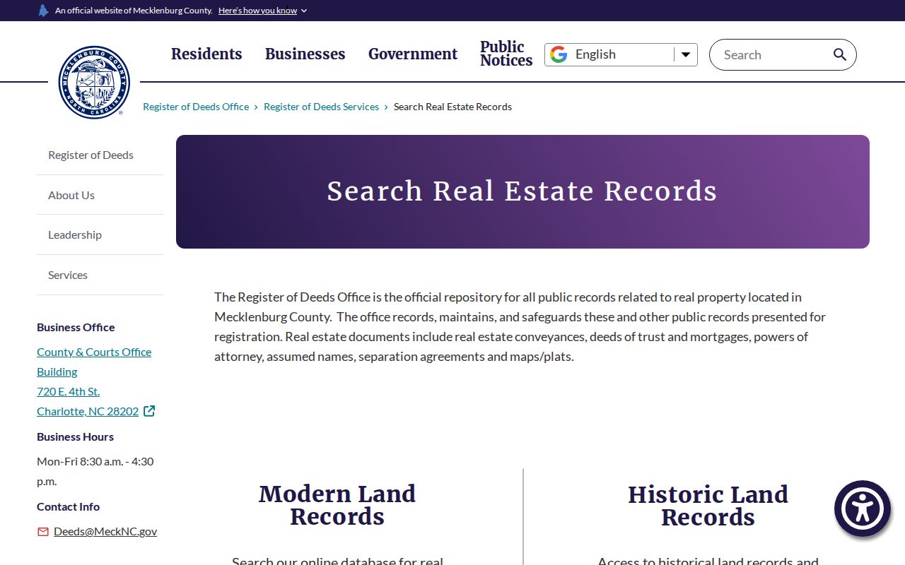 Matthews people search using Mecklenburg historical and modern deed records