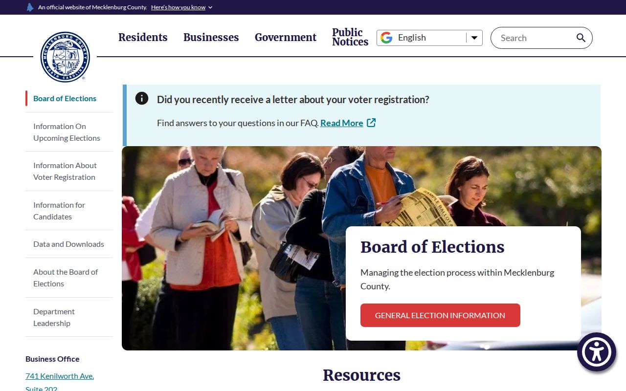 Mecklenburg Board of Elections services for Matthews voter registration records